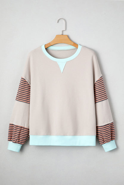 Jet Stream Striped Colorblock Patchwork Drop Shoulder Sweatshirt
